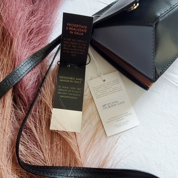 STELLA BIANCA Genuine Italian Leather Geometric Multicolor Crossbody Purse - Picture 9 of 11